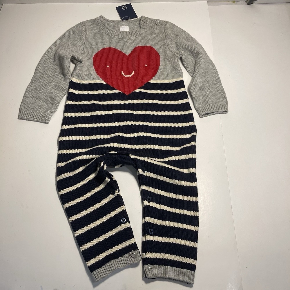 Gap Boys One Piece Jumpsuit Sweater 12-18 Months Gray NWT